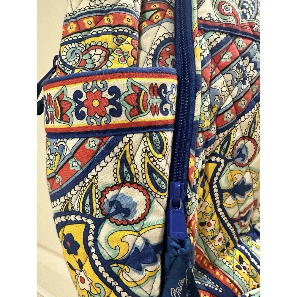 Vera Bradley Marina Paisley Full Size Backpack Retired Quilted Cotton Laptop Bag
